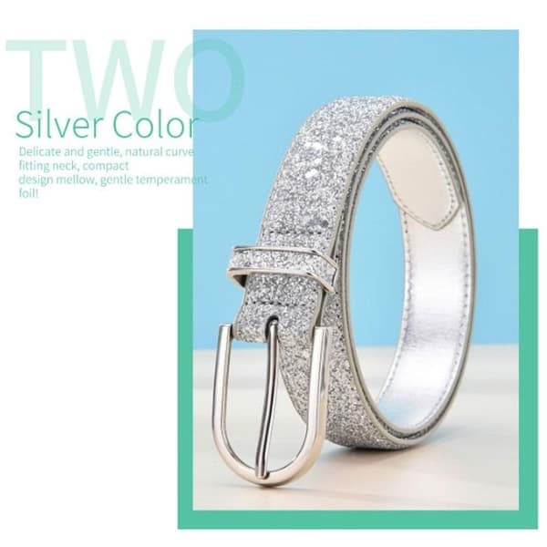 Midjebälte Byxor Klänningsbälten Glitter Läderbälte Spänne Midjeband silver silver 105cm
