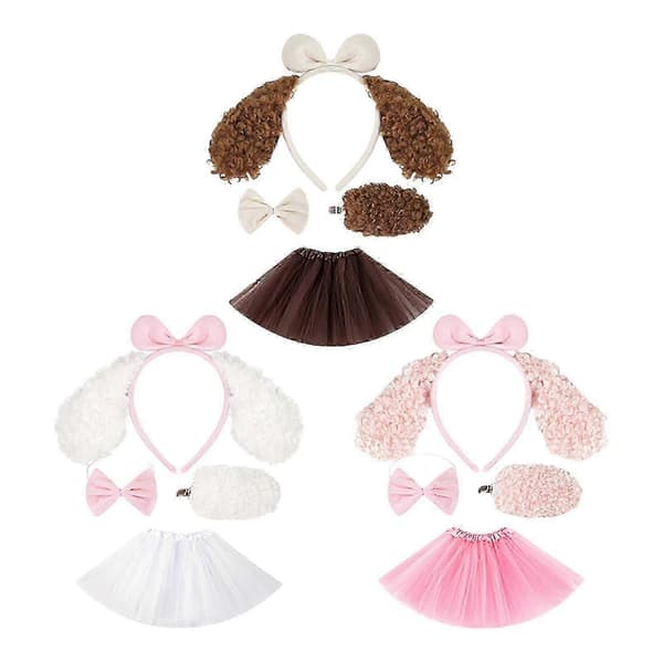 Hunddräkt för barn, rosa, tillbehörsset för maskerad, jul och Halloween