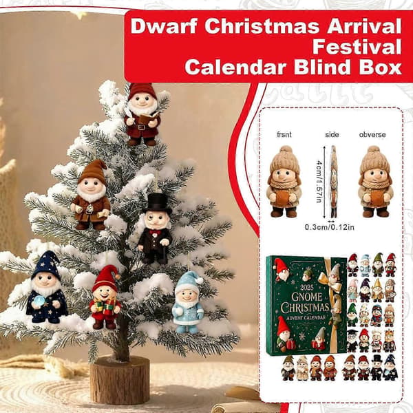 Julkalender 2026 Tomte-tema 3D-figurer set 24 delar blindbox julnedräkning dekoration unik julklapp