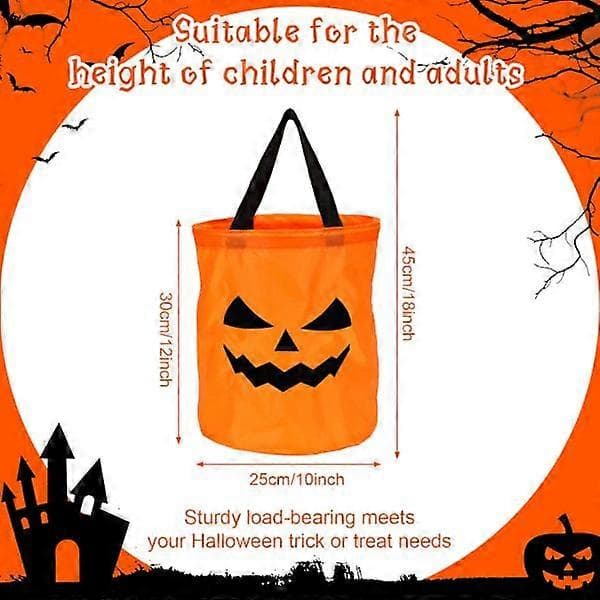 2 stk. Oplyst LED Halloween Trick or Treat Græskar Slikpose Stor Taske Sammenklappelig 0.2