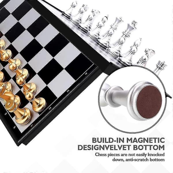 Schack Dam Deluxe 2-i-1 Schack Med 36*36cm Magnetiskt Fällbart Schackbräde Stort