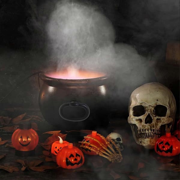 Stor Halloween Heksekedel, Sort Plastik Slikkedel Black