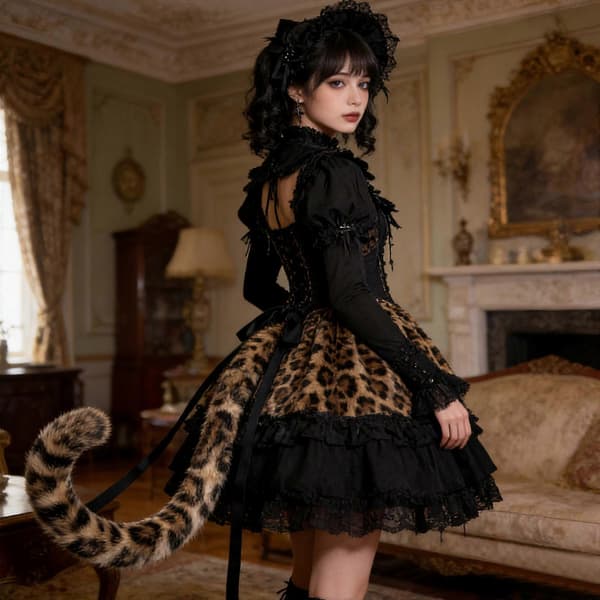Mykt dyreørehodebånd med realistisk leoparddesign, kostymehodeplagg ideelt for cosplay og temafester, flerfarget suit white