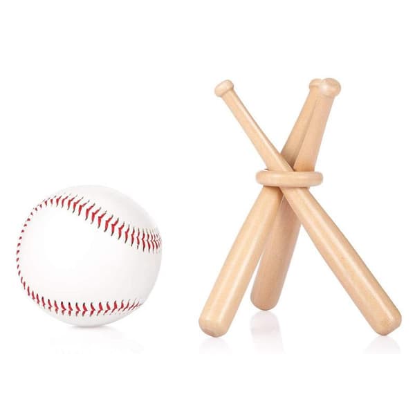 Miniature rund baseballbat i massivt træ med træring