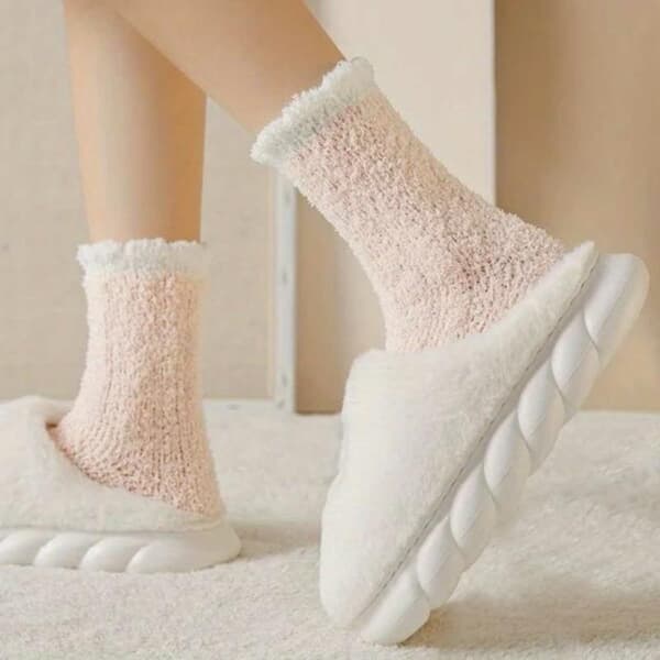 Fuzzy Rag Socks - Plysch Varm Fleece Blå blå blue