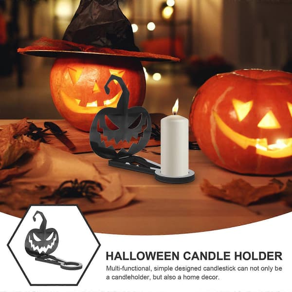 Halloween lysestake i svart metalldesign for 5-delt festdekorasjon