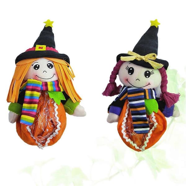 Halloween-godispåse pumpadocka för fest 2 st bärbara godispåsar
