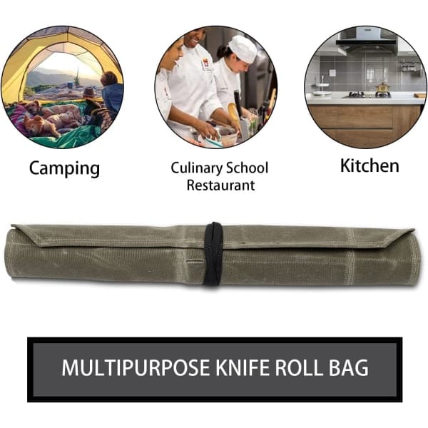 Knivroll (armégrön, knivar ingår ej) Bärbar knivväska