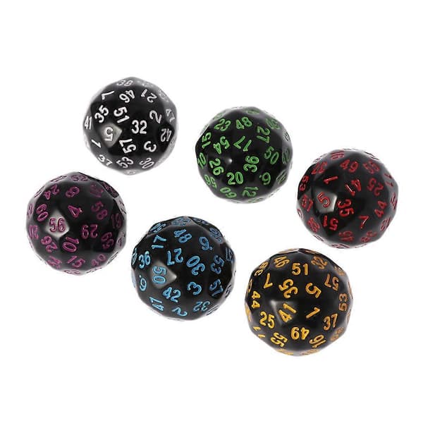 6 stk. 60-sidige D60 polyedriske terninger for kasino RPG MTG festbrettspill Multicolor