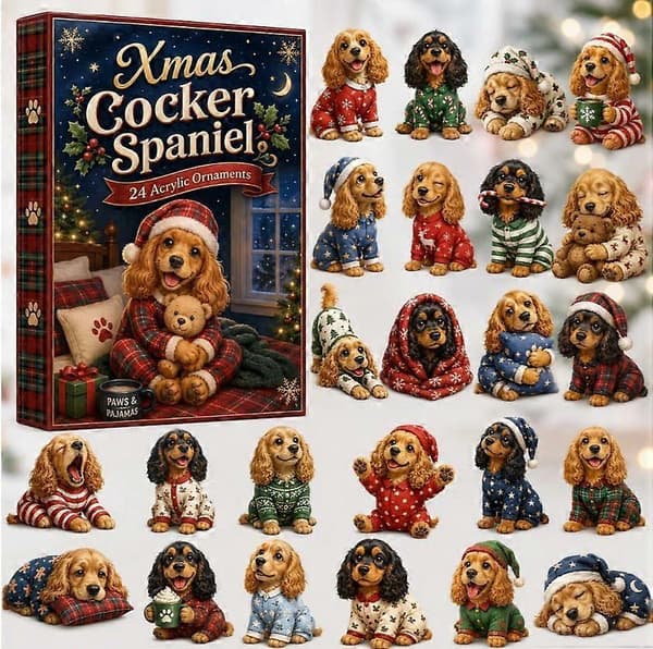 Cocker Spaniel have-tema julekalender blind box-pynt, PVC akryl, semi-håndlavet, moderne minimalistisk stil, størrelser A-D, flad/3D farve AK-26 B 3D version