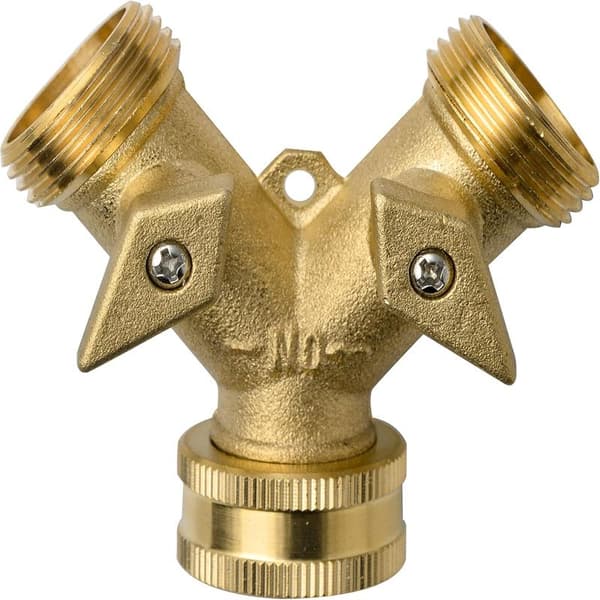 2-vejs messinghane - Y-ventil slangedeler havehane kobling manifold 3/4\" messing slangekoblinger