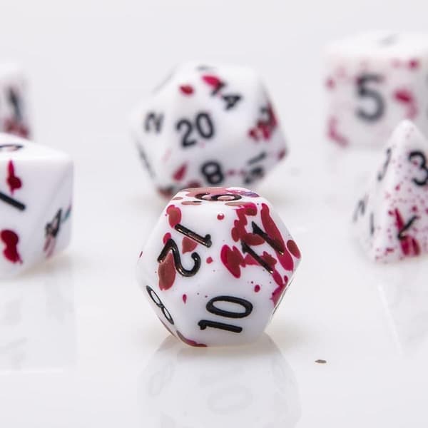FLASHOWL DND Irregulær Spray Terningesæt Blå Plet Polyhedralt Rollespil Terningesæt D20 Terning Dungeons and Dragons