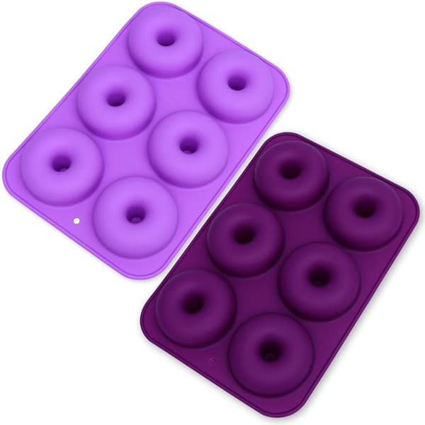 Sæt med 2 silikoneforme med 6 huller til donuts, kager