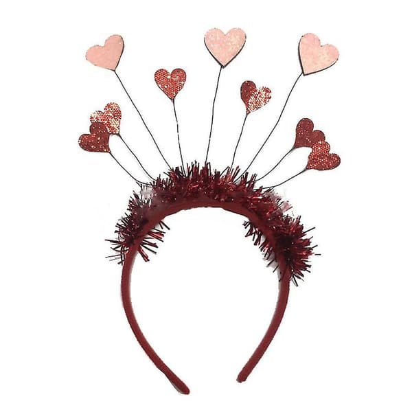 Hjerteformet pannebånd for Valentinsdagen, dobbel hjerteformet hodeplagg, festlig pannebånd Pink