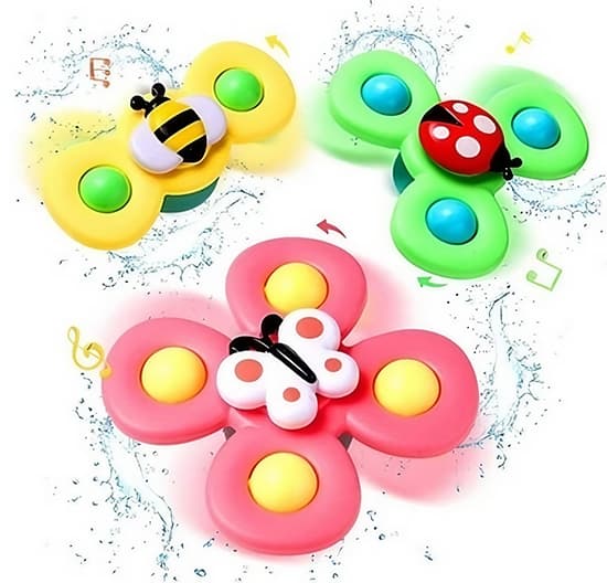 3 kpl Pyörivä Fidget Spinner imukupilla vauvalle/lapselle - Pyörivä lelu