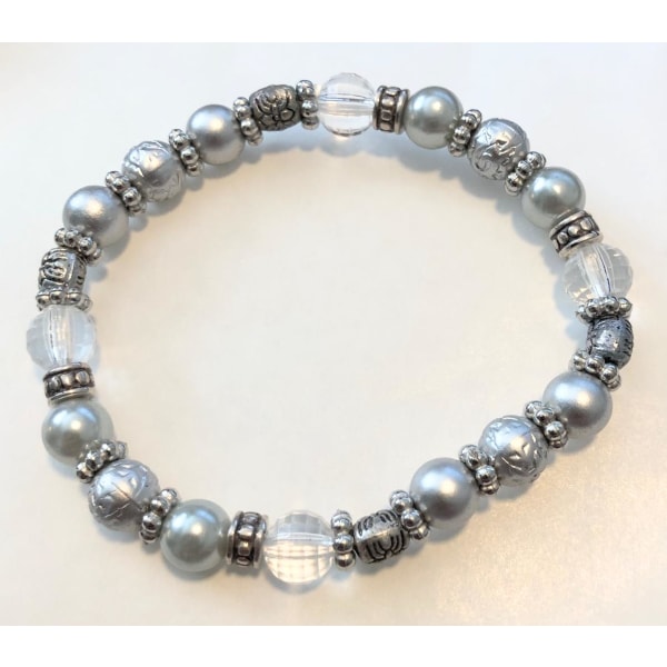 elastisk pärlarmband silvergrå