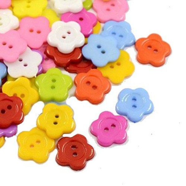70 blommiga knappar flerfärg 13 mm
