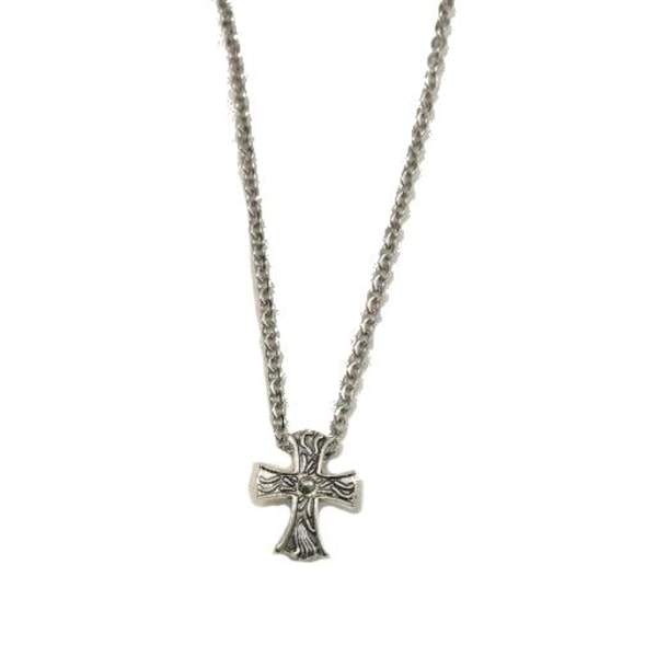 litet kors hänge med stål halsband 50 cm