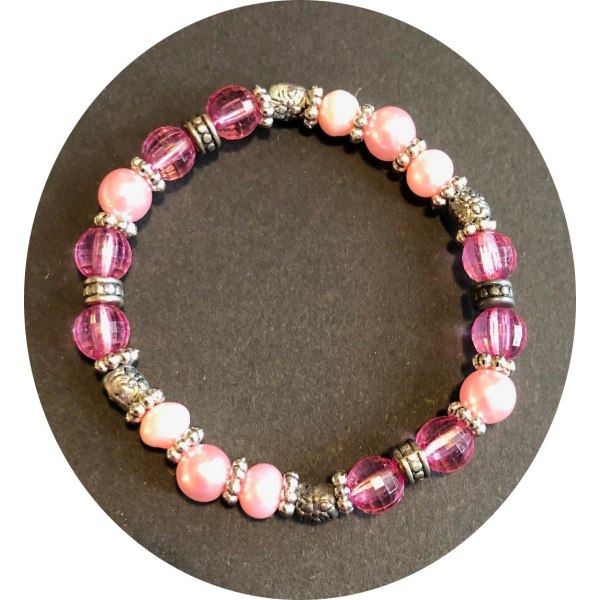 elastisk rosa pärlor armband, rosa