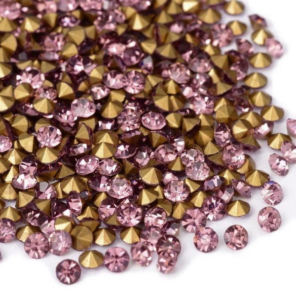 1000 rosa diamantform strass 2 mm