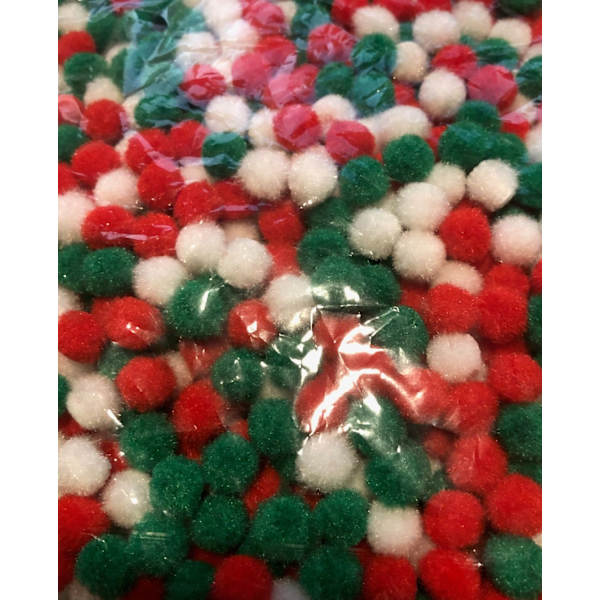 180 st flerfärg pom pom 10 mm