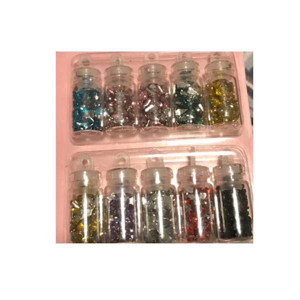 Nagelglitter bling 10 flaskor pryda fina naglar