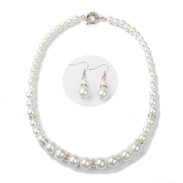 brud och bal vita pärlor halsband och örhängen b12d | Fyndiq