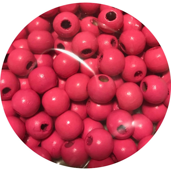 95 rosa träpärlor 10 mm