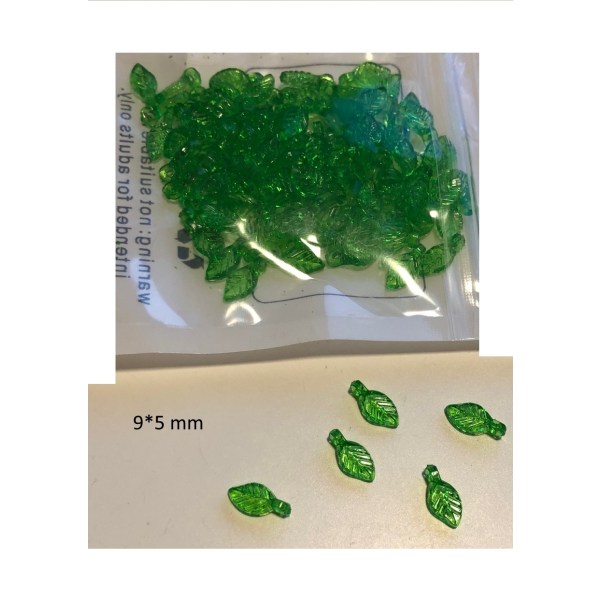 små grön blad akryl pärlor