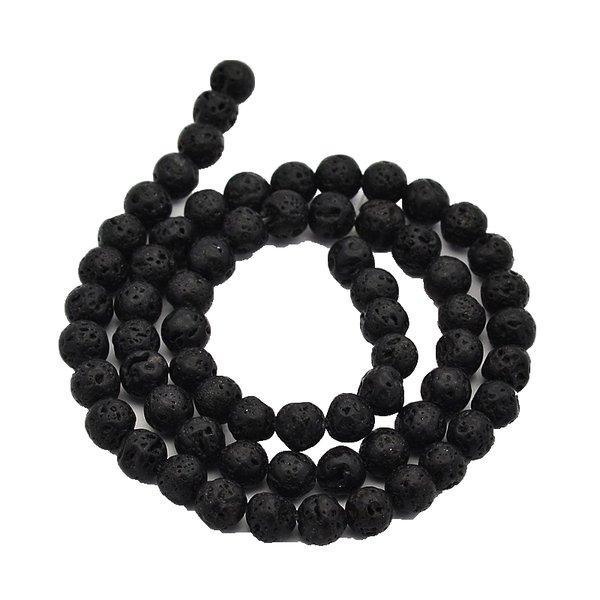 120 st svarta lava pärlor 6 mm