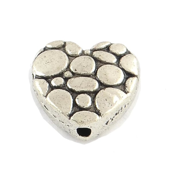 60 Pärlor hjärtan med mönster tibetansilver