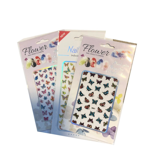 3 stora ark mega fjärilar nagelstickers