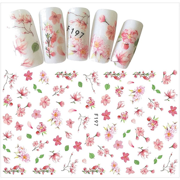 3 stora ark nagelstickers fjäril blomma