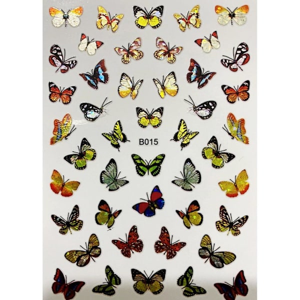 2 ark nagelstickers fjäril löv blad
