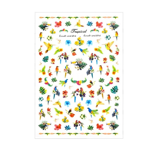 2 stora ark nagelstickers fjäril och blomma