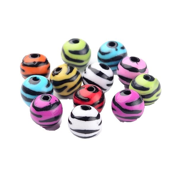 48 st färgmix zebra pärlor 11 mm