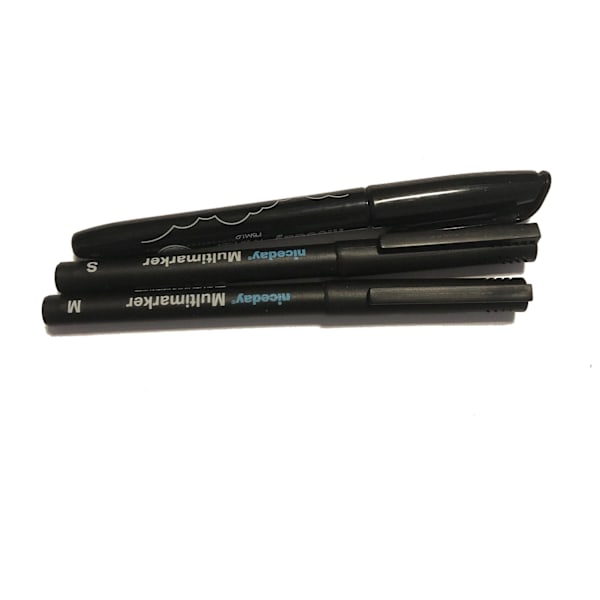 3 olika multimarker pennor svart permanent s, m, f