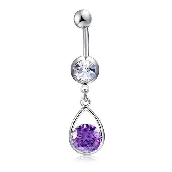 1 navelpiercing söt droppe kristall lila