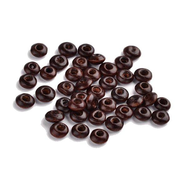30 gr bruna små träpärlor donut 6 mm