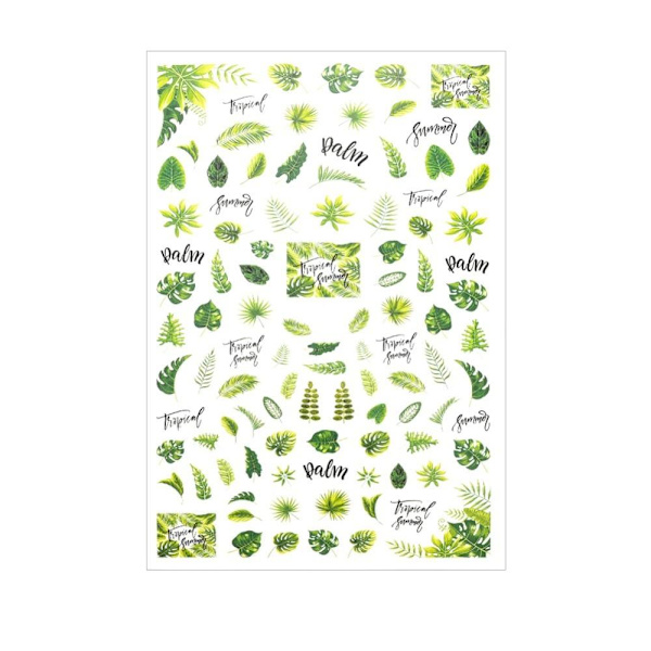 2 stora ark nagelstickers blommor blad gröna