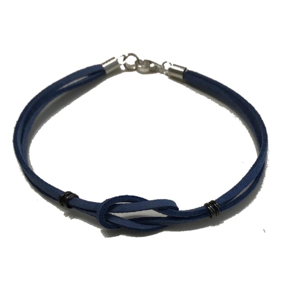 blå mocka armband med knut 23 cm