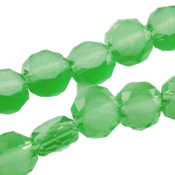 gröna glaspärlor facetterade rund platt