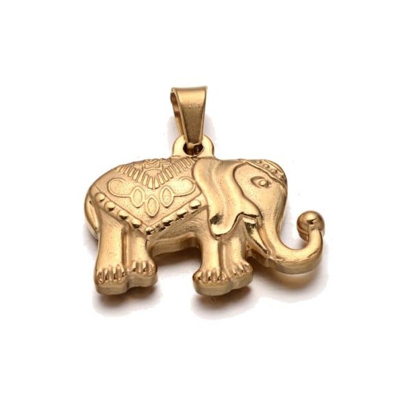 stål smycke 1 hänge guld elefant