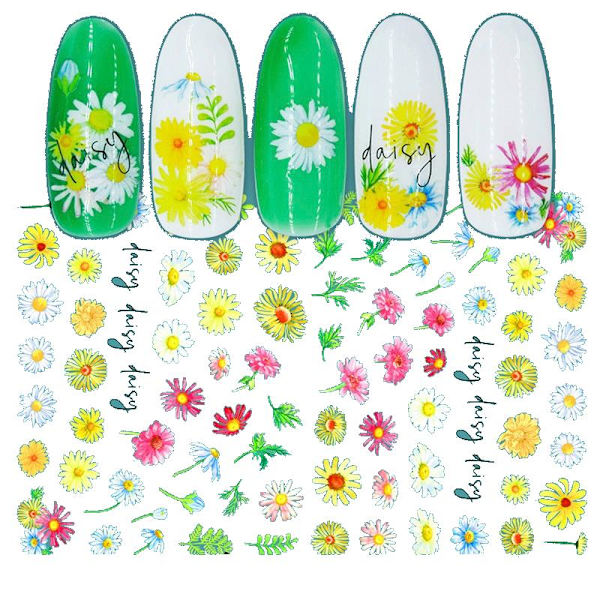 2 stora ark nagelstickers blommor slumpas