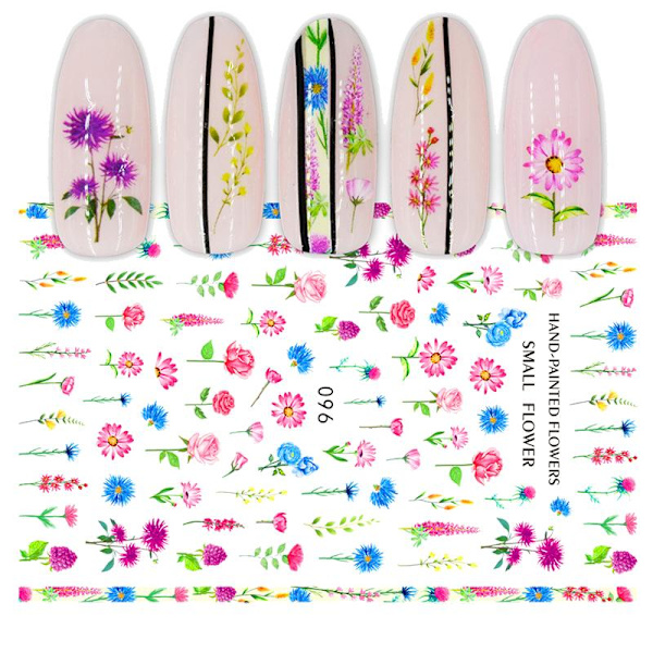 2 stora ark nagelstickers fjäril blommor