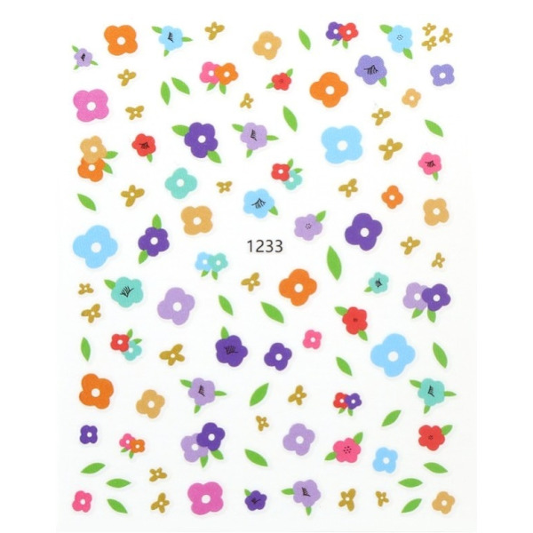 2 stor ark nagelstickers färgfina blommor