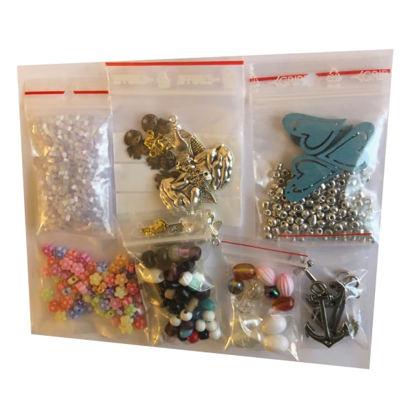 ett paket med pärlor prova på olika sorter