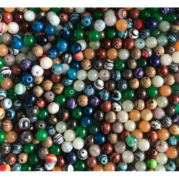 250 blandat unika stenpärlor 6 mm