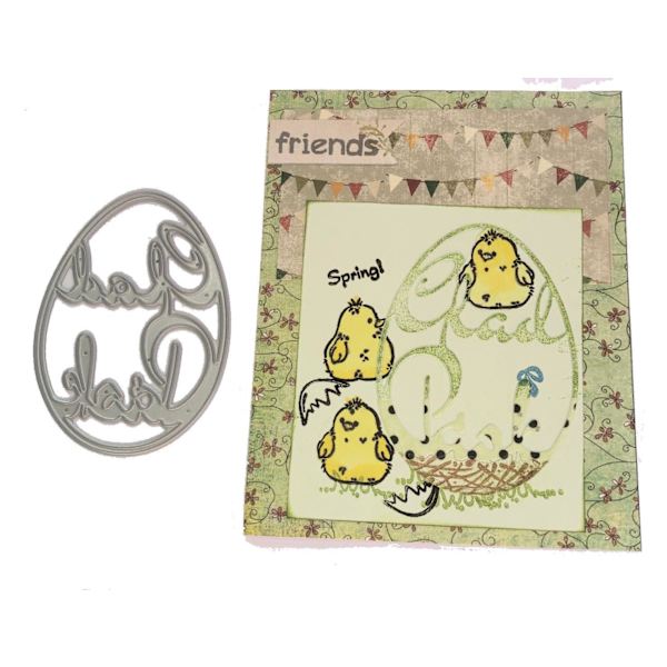dies metall scrapbooking Påskägg Glad Påsk stans