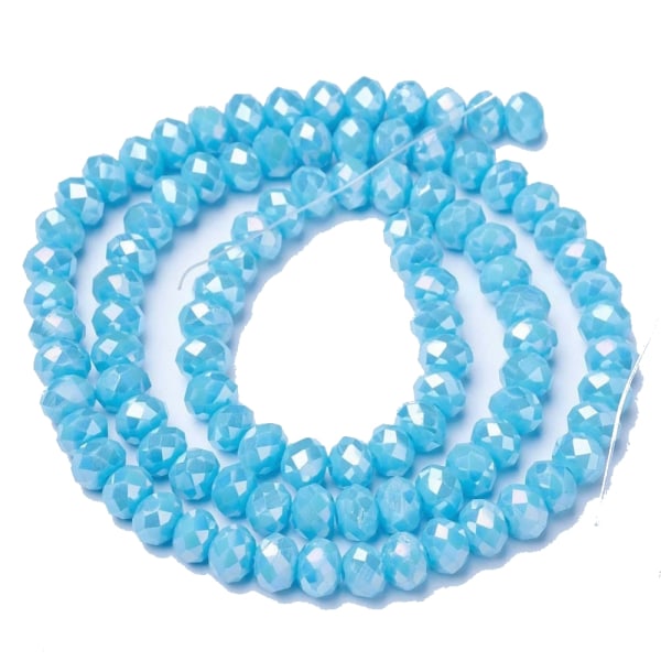 rondeller Glaspärlor blå färg 300 pärlor 6x5 mm